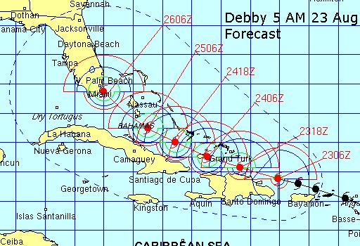Debby 5AM Forecast Track
